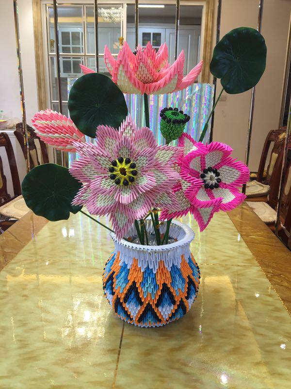 三角插/手工折纸/手工diy/手工材料包/成品/荷花瓮