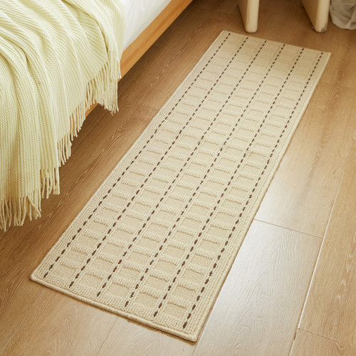 2025新款高级感奶油风编织床边毯