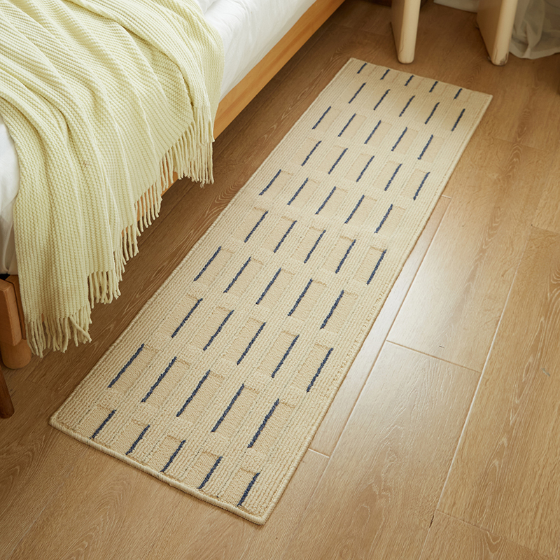 2025年新款奶油风立体编织床边毯