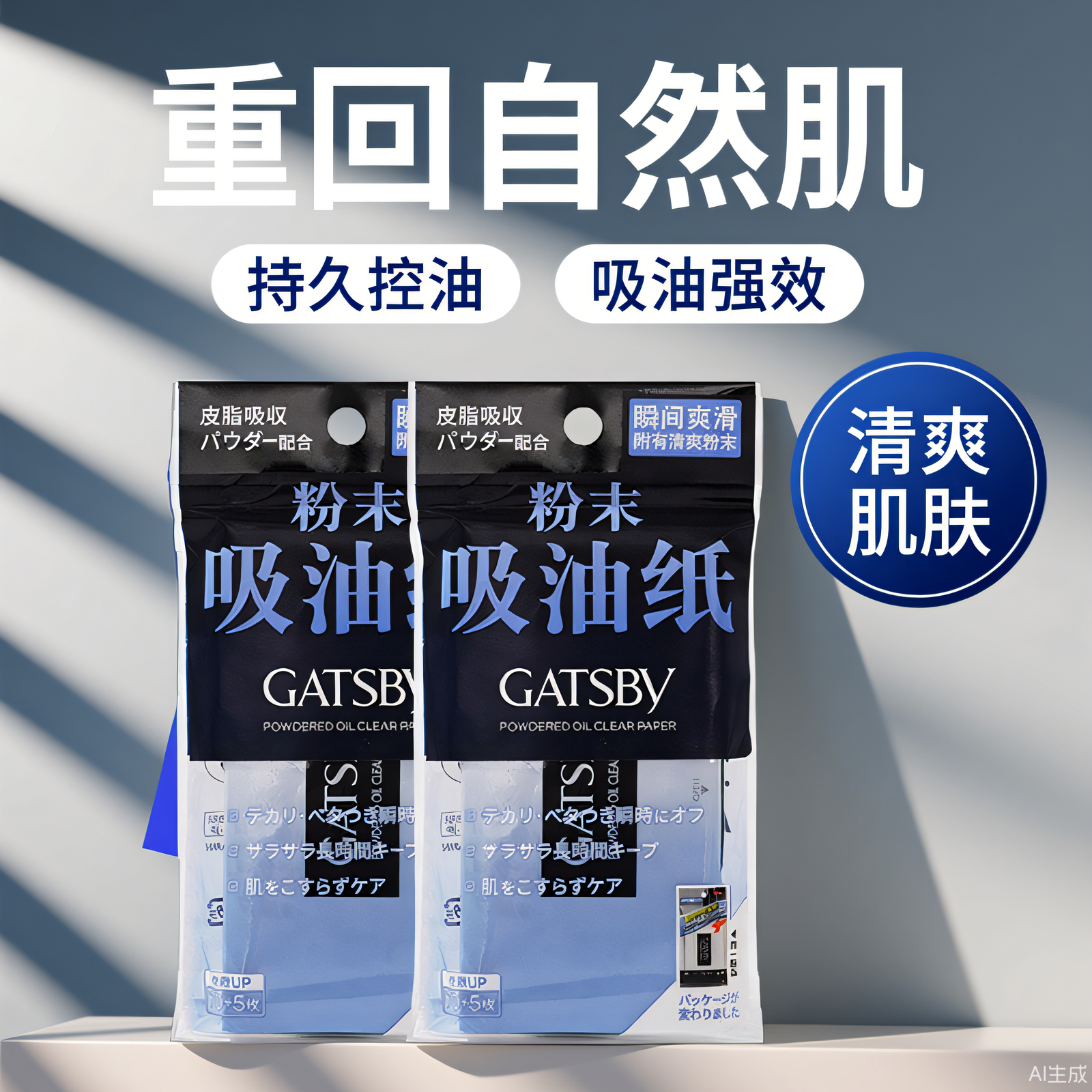 Gatsby杰士派粉末吸油纸75片装控油去油哑光面部清洁纸日本吸油膜