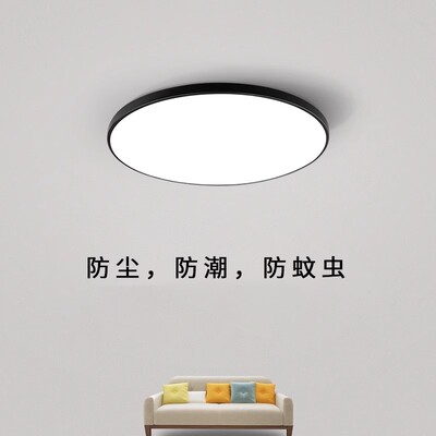 三防走廊阳台过道圆形超薄防水卫生间浴室LED黑白新款节能吸顶灯