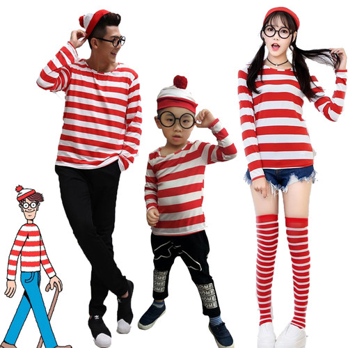 亲子装英国漫画Where's Wally costume聪明的沃里cos 欧美演出服