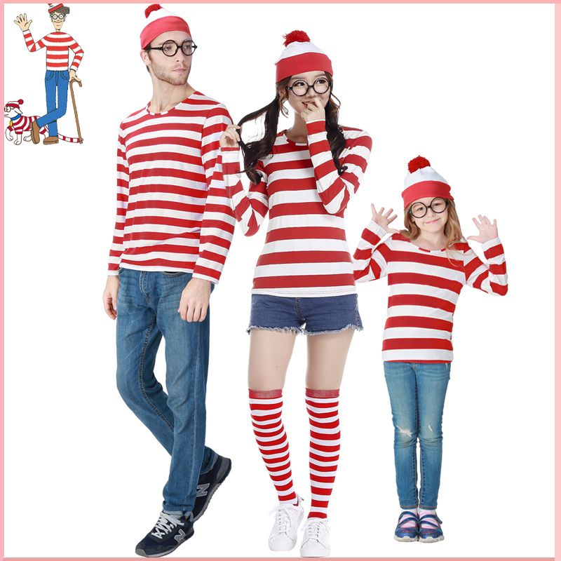 沃里 Where's Wally 男款 情侣家庭亲子服 万圣节服装 厂家直销 模玩/动漫/周边/娃圈三坑/桌游 服饰 原图主图