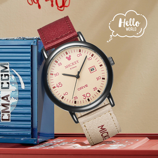 迪士尼手表女正品 米奇石英表机械生日礼物 初高中学生考试2026新款