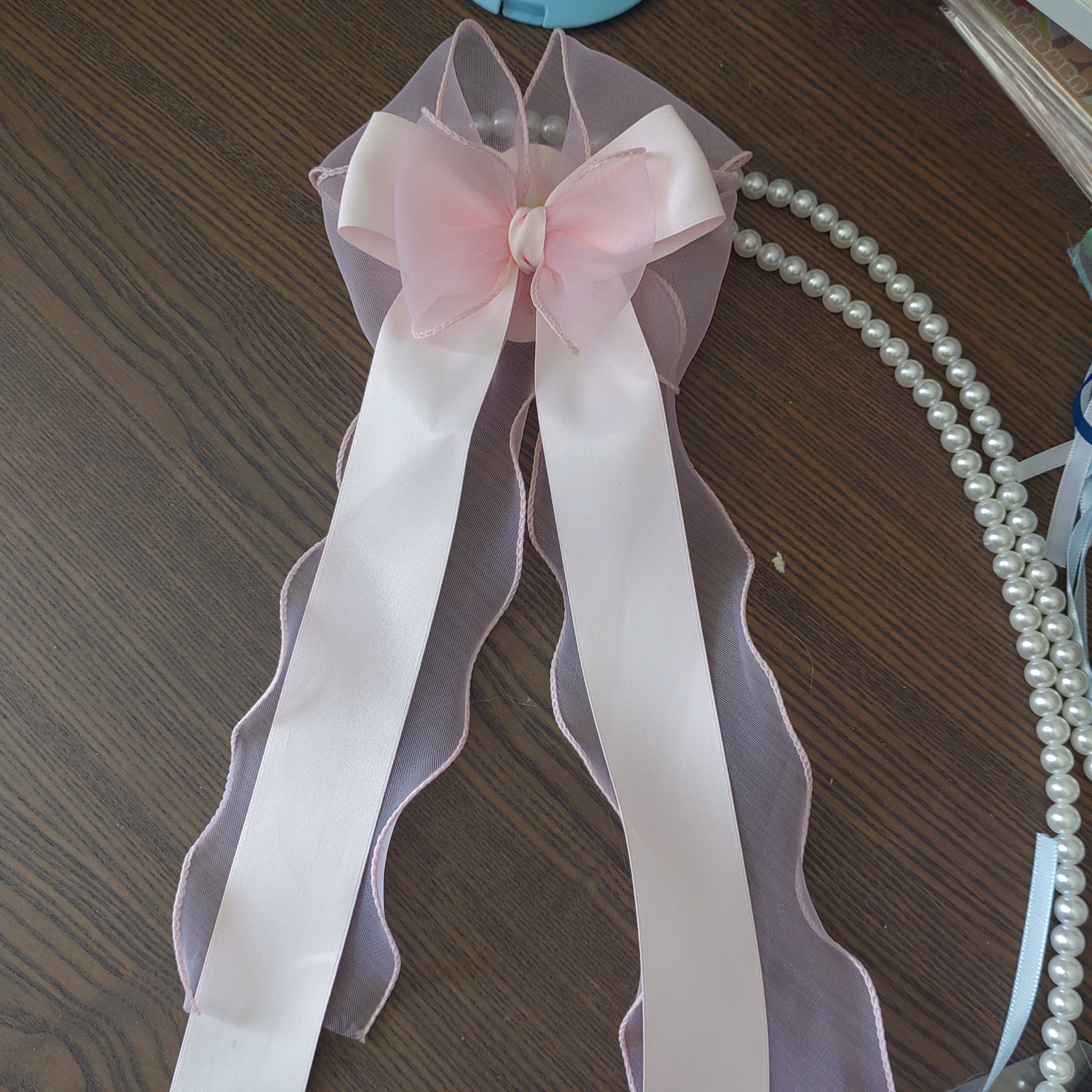 超仙少女粉色大蝴蝶结飘带发夹甜美马尾时尚高颜值盘发一字夹头饰