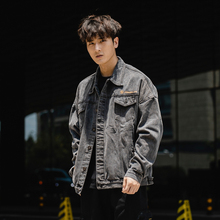 日系复古牛仔夹克潮青年宽松上衣百搭衣服 外套2019新款 男士 春秋季