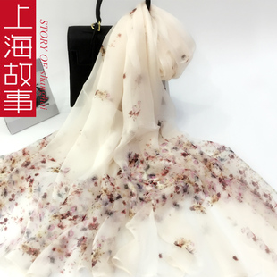 上海故事真丝丝巾送礼女100%桑蚕丝长款冬季纱巾妈妈薄款围巾披肩