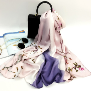 真丝围巾高档丝巾女春秋送妈妈礼物婚礼宴会旗袍披肩外搭丝绸礼品