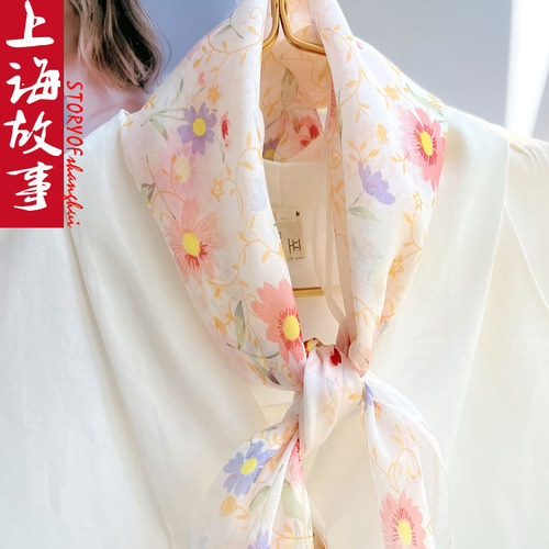 丝巾100%真丝小方巾100%桑蚕丝