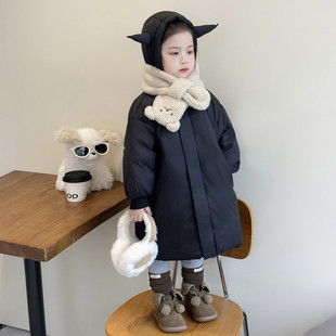 女童羽绒服2025新款儿童长款男童白鸭绒宝宝外出冬装炸街网红