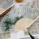 中国风扇子国潮汉服清凉夏天便携折叠扇子 布艺高颜值古风折扇夏季