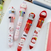 森屿暖树2支入卡通十色圆珠笔ins风高颜值可爱多色彩笔10色原子笔