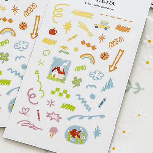 森屿暖树韩国suatelier贴纸color your days手涂鸦帐素材装饰贴画