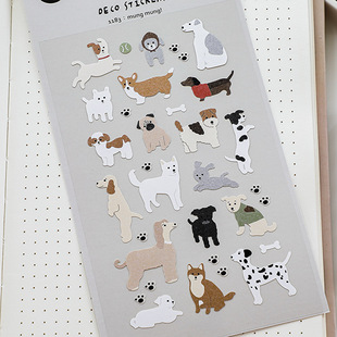 森屿暖树韩国suatelier汪汪小狗贴纸装 饰贴画高颜值手帐日记拼贴