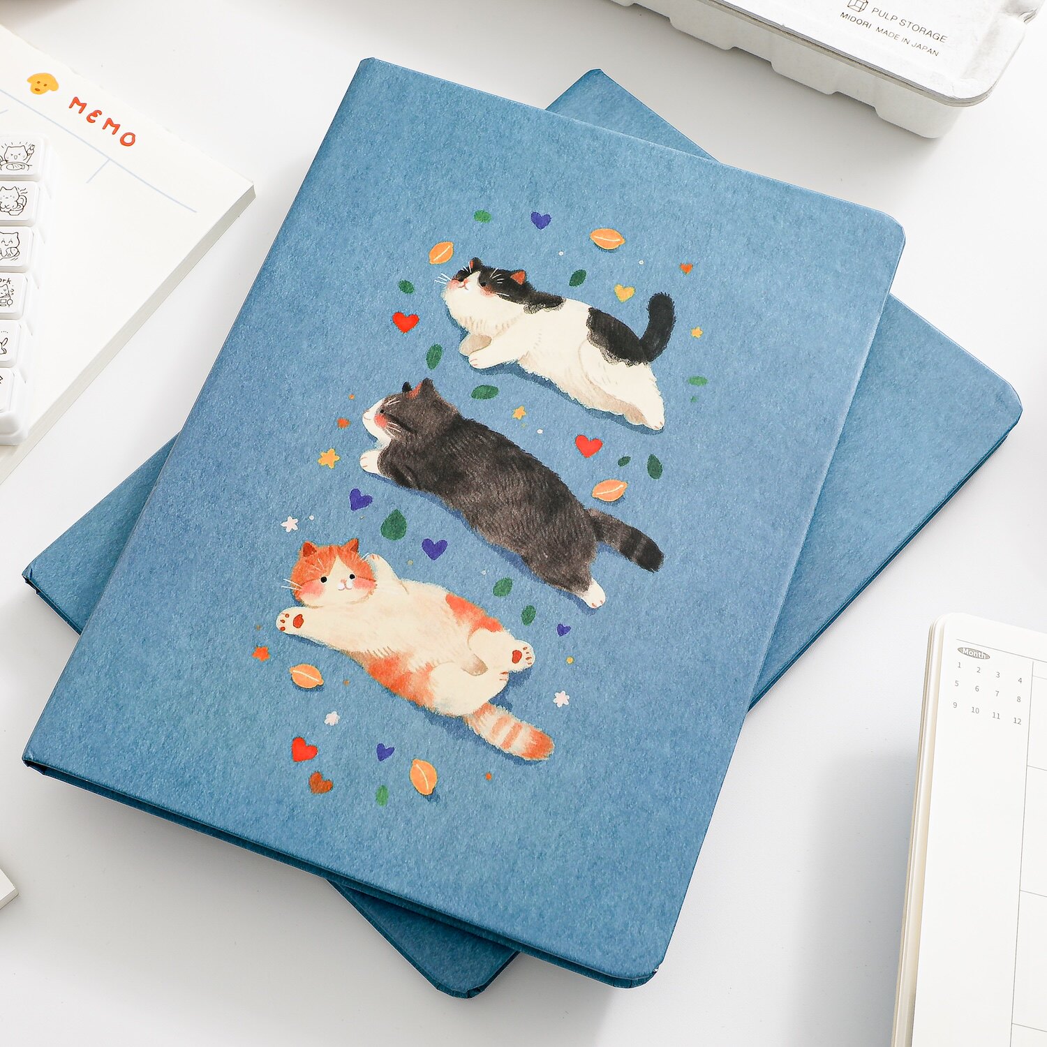 可爱手绘三只小猫日记本空白内页白纸本子手帐本笔记本diy手账本