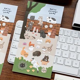 森屿暖树韩国BONITO贴纸手帐素材流浪小猫ins高颜值猫咪手账贴画