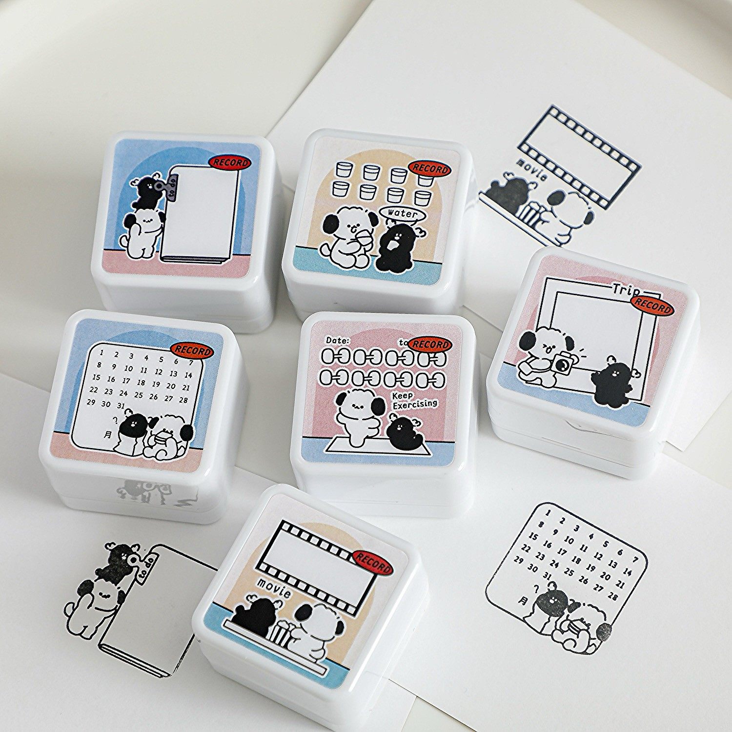 森屿暖树可爱小狗打卡清单日历印章 ins风高颜值装饰边框手账印画,文具电教/文化用品/商务用品,手帐印章,淘宝优惠券,粉丝福利购,淘宝优惠卷
