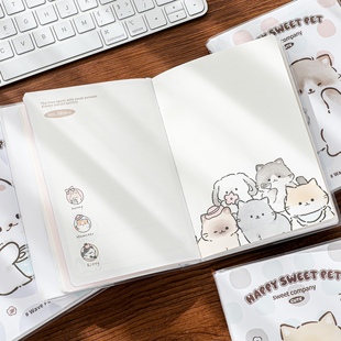 可爱点点萌物胶套本 彩页插画笔记本子日记本手账本高颜值手帐本