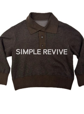 SIMPLE REVIVE  【黑标系列】羊毛半高领针织衫翻领廓形毛套头衣