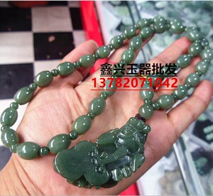 油青路路通挂绳貔貅观音玉项链