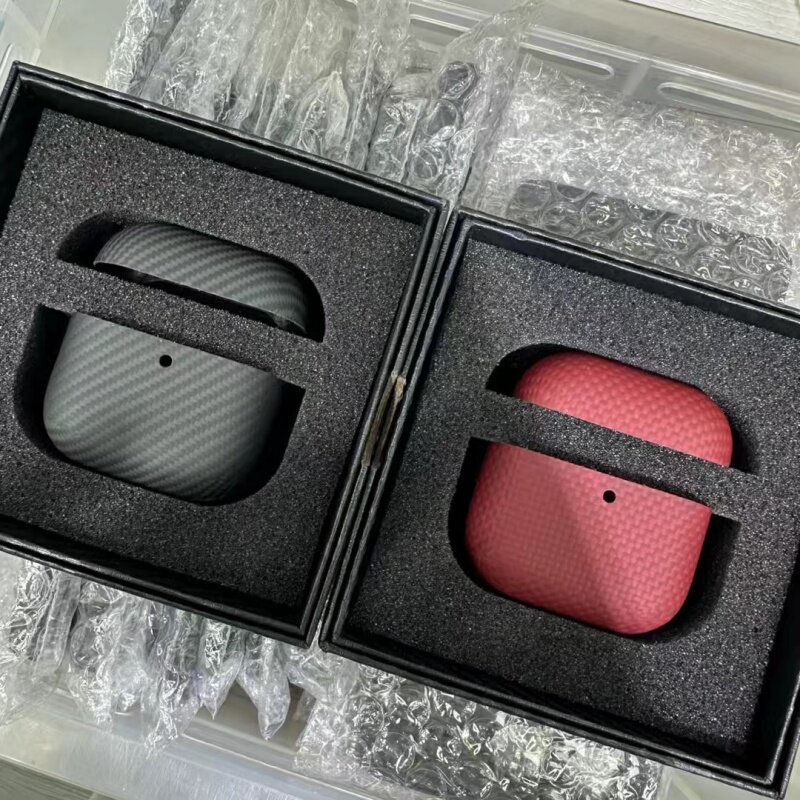 适用新款airpods4代碳纤维保护套超薄防摔苹果pro2无线蓝牙耳机壳3代凯夫拉芳纶纤维高端磨砂商务防滑硬壳
