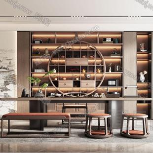 新中式 实木茶桌茶台办公室家用禅意功夫茶泡茶桌椅组合家具定制