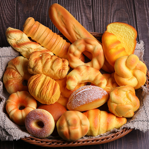 PU回弹仿真面包模型套装食品道具