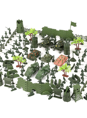 二战兵人模型军事塑料军车套装儿童沙盘玩具7岁男孩大炮坦克飞机