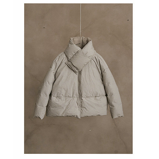 欢喜壹旧  冬款青灰色纯棉宽松质感保暖女羽绒服宽松外套