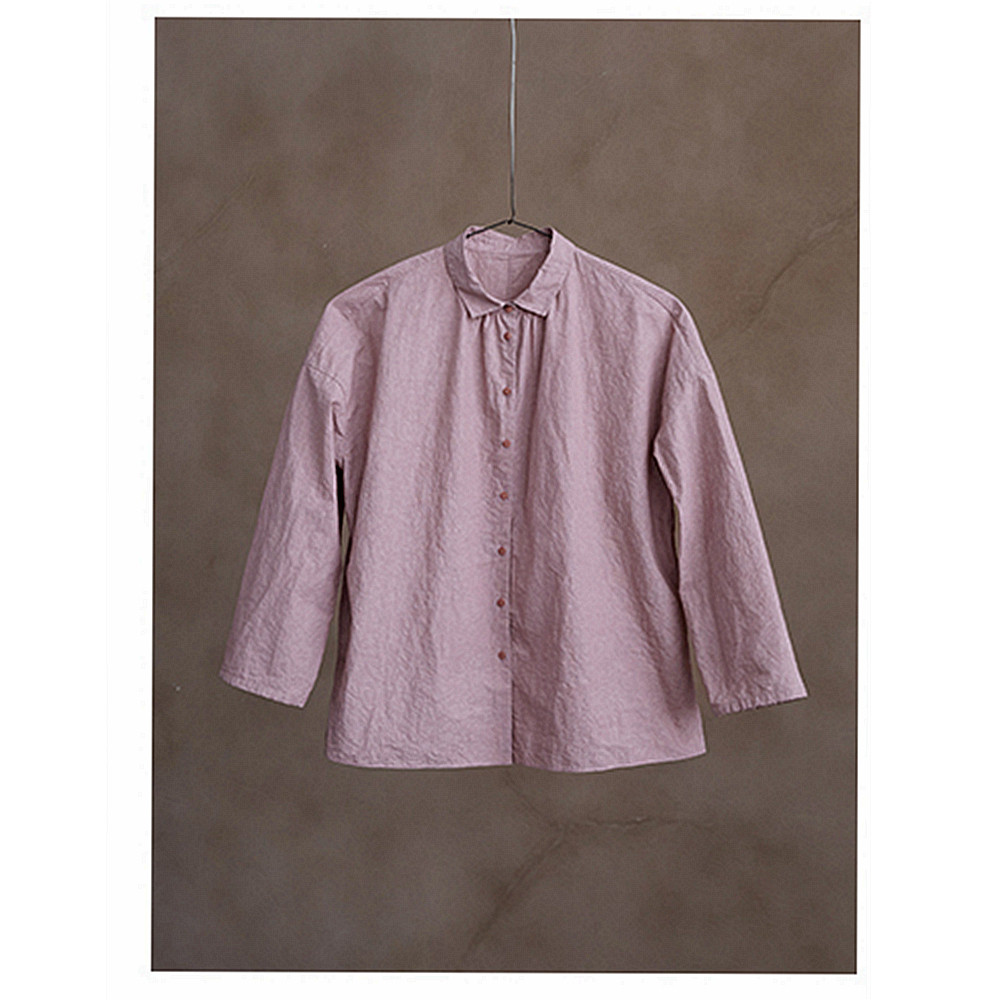 断码半价！春款薄雾粉高密纯棉巨显瘦宽松长袖小衬衫