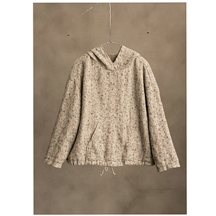 秋锦色雨露麻纺纱工艺碎花女双层宽松连帽外套 春款 断码 半价