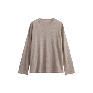 欢喜布衣 2026春夏款纯亚麻针织T恤女小个子新款休闲长袖打底衫