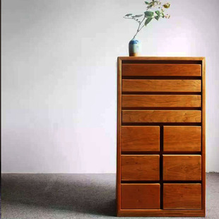 黑不二/缅甸柚木斗柜日式侘寂风收纳储物柜复中古餐边柜子