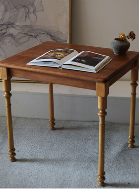 黑不二/缅甸柚木矮桌书桌小户型边桌/儿童书桌/客厅边几茶桌