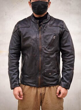 毒液马皮男生复刻RRL立领复古阿美咔叽水洗机车夹克美式休闲