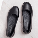 浅口 软皮舒适平底上班单鞋 圆头厚底工作鞋 女黑色软底久站不累女鞋