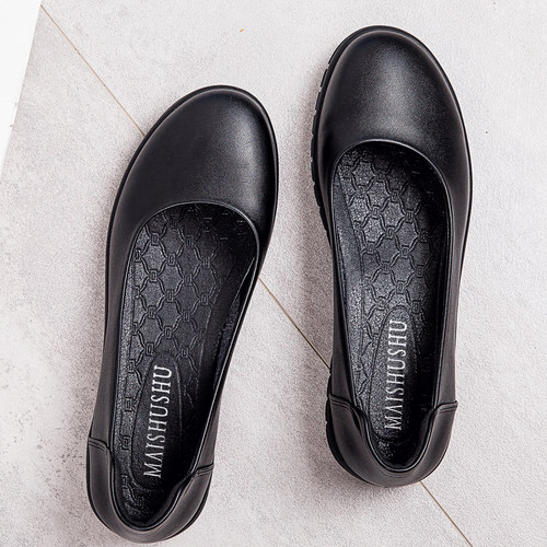 圆头久站不累脚软皮舒适风工作鞋