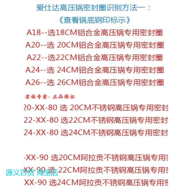 适用原装asd爱仕达不锈钢高压锅锅盖密封圈胶圈202224CM80kpa皮圈