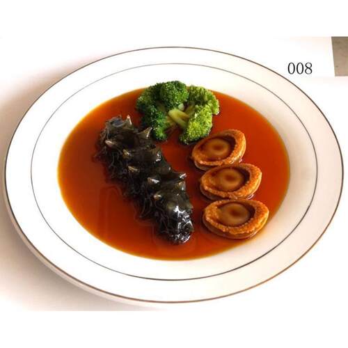 新款金边盘仿真鲍鱼辽参模型酒店餐厅食物橱窗摆饰拍摄道具
