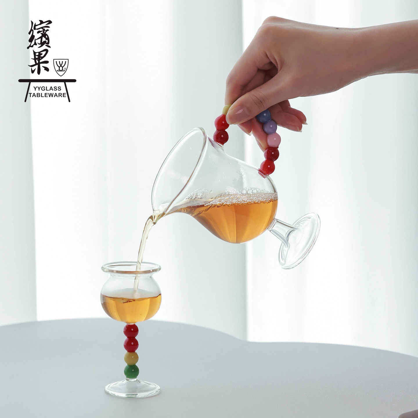 雅雅高硼硅耐高温手工玉兰茶杯