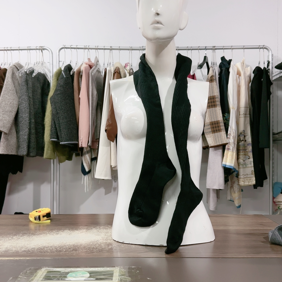 过膝袜黑色骆驼绒