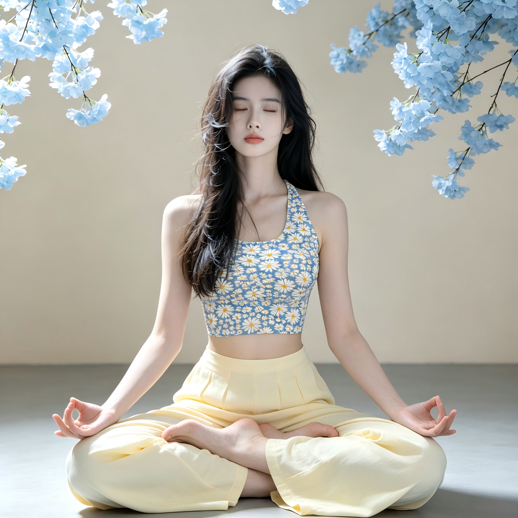 [被问爆-后背交叉三穿碎花可拆卸杯瑜伽美背]普拉提健身运动上衣