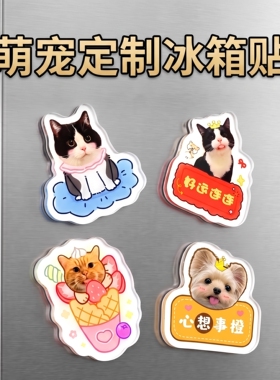 亚克力冰箱贴定制宠物猫咪小狗照片磁吸来图diy定做3d立体高级感