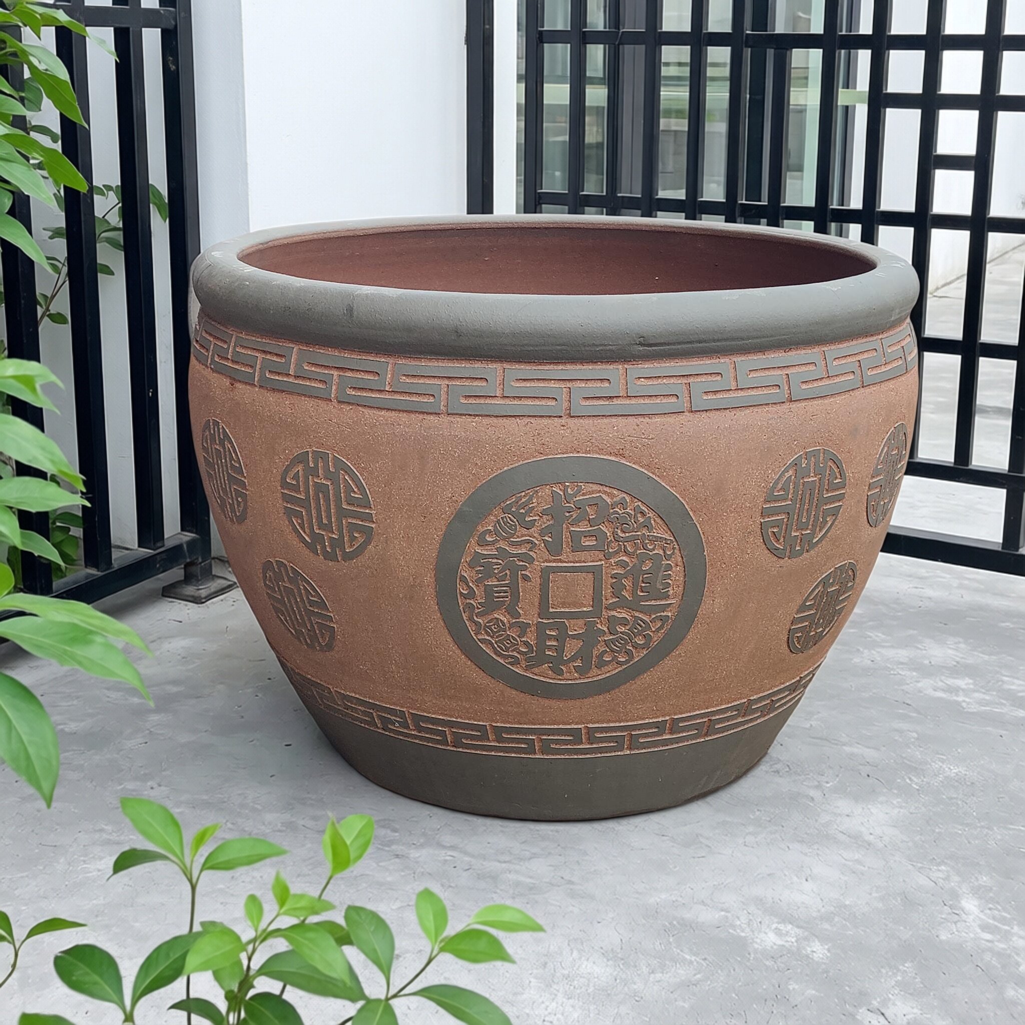无釉手工粗陶鱼缸园林绿化景观缸庭院别墅门海风水缸地缸