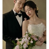 2026新款 轻婚纱抹胸显瘦公主蓬蓬裙梦幻旅拍拖尾主婚纱森系蕾丝仙