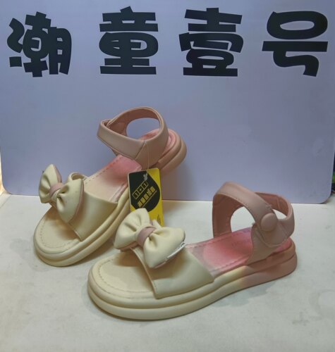 蝴蝶结洋气夏季新款童鞋女童渐变色时装凉鞋（35码）