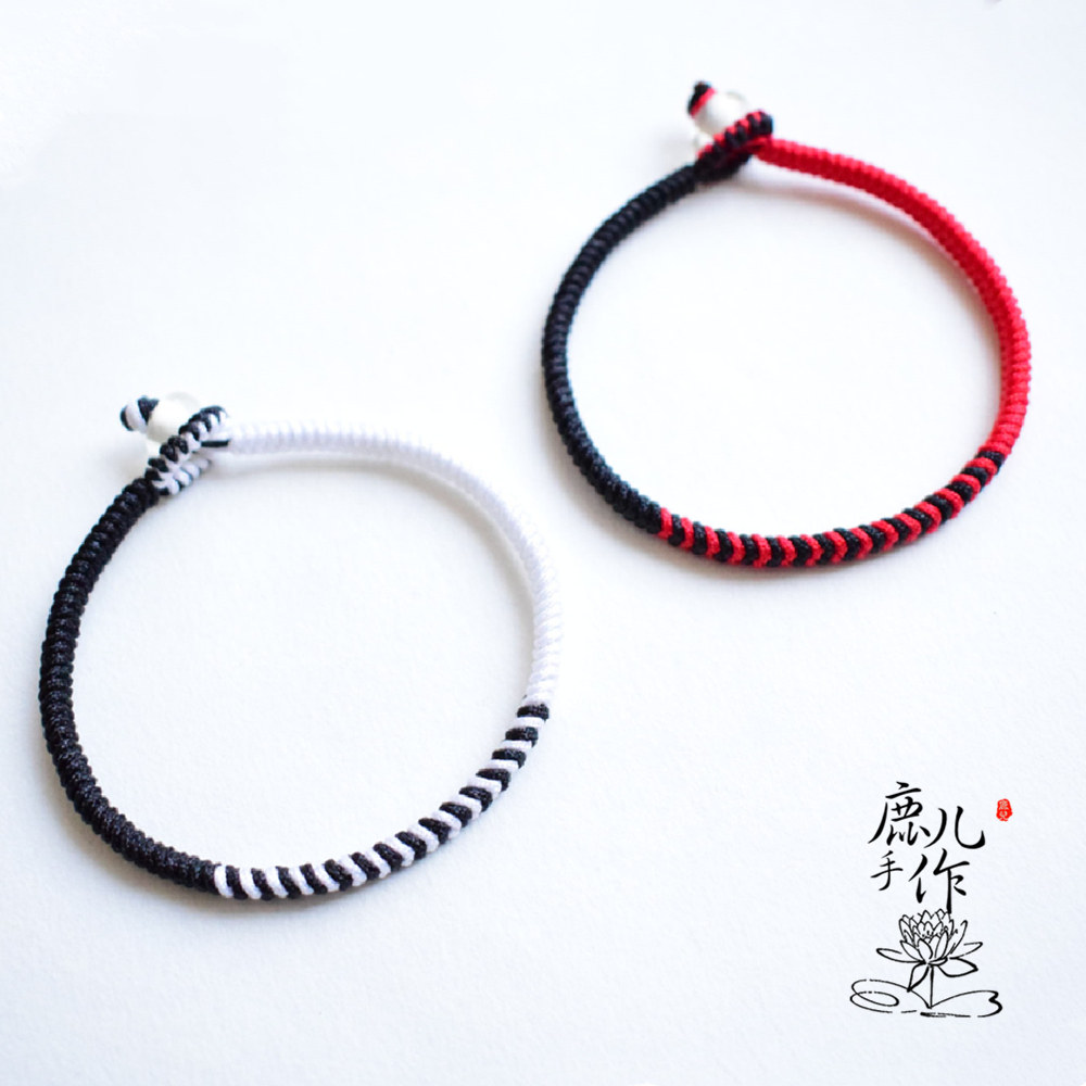 [QINGYUN] 대비되는 색상 그라데이션 색상 남성과 여성 커플을 위한 수제 핸드 로프 직조 DIY 재료 패키지 튜토리얼