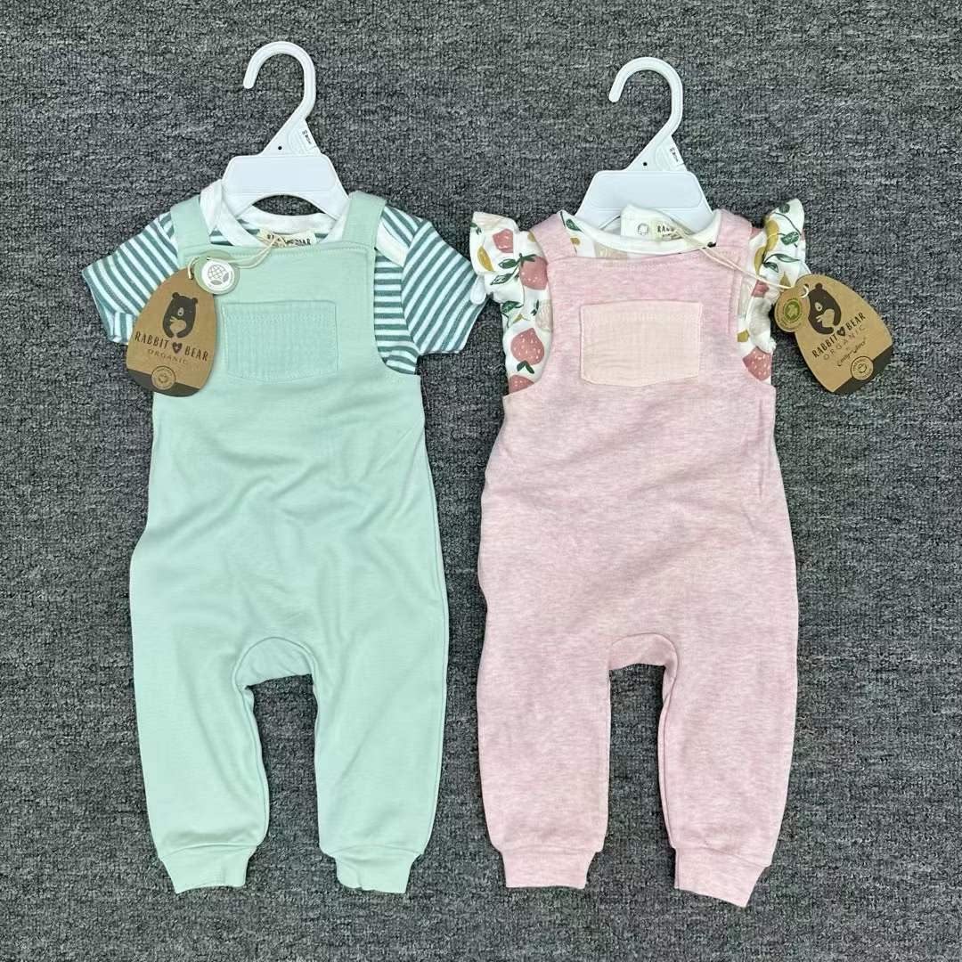 欧美外贸婴儿服装短袖短裤帽子背带衫男女宝宝套装新款偏小码服装