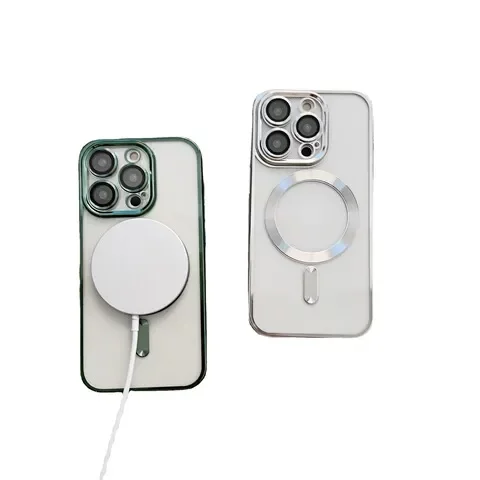 适用磁吸镜头膜手机壳17ProMax充苹果16E全包iPhone15电镀保护套