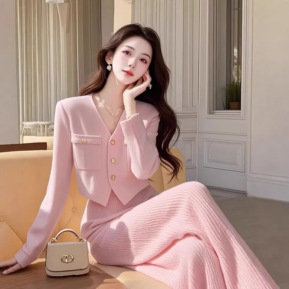 小香风气质高级御姐两件套女装早秋新款小众上衣长裤正式场合套装